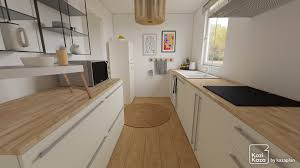 Plan 3d Cuisine Intemporelle Blanche Et Bois Plans Cuisine Kozikaza Cuisine Blanche Et Bois Amenagement Cuisine Deco Cuisine Moderne