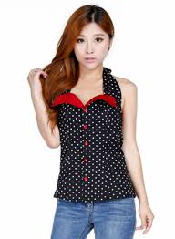 Black And White Polka Dot Halter Top Details About Hot For Dots Halter Top Black White Polka Dot Red Trim Pinup Tie Back Wardobe Black Tops Tops Polka Dots
