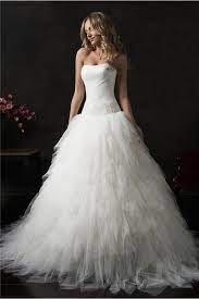 Ball Gown Strapless Drop Waist Corset Tulle Ruffle Layered Wedding Dress Layered Wedding Dresses Drop Waist Wedding Dress Ball Gown Wedding Dress