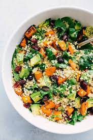 Roasted Sweet Potato And Quinoa Salad Fresh And Healthy Roasted Sweet P Sweet Potato Recipes Healthy Sweet Potato Salad Recipe Sweet Potato And Spinach Recipe