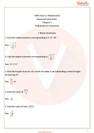 Important Questions For Cbse Class 11 Maths Chapter 3 Trigonometric Functions