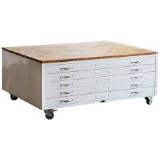 Rare 1940s flat file repurposed as a coffee table. Flat File Coffee Table In High Gloss White With Reclaimed Wood For Sale At 1stdibs