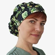 China Doll With Gold Bouffant Surgical Cap Bakerscap/anesthesist Scrub  Cap/vet Scrub Hat/or/rn Scrub Cap/dental Scrub Cap