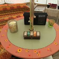 My Hand Painted Table Clamps Onto The Central Pole Of Our Bell Tent Bell Tent Tent Glamping Tent