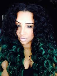 Green Ombre Curls Hair Styles Green Hair Curly Hair Styles