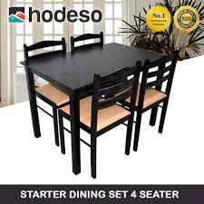 Our wooden dining table set is made from the finest teak wood. Hodeso 4 Seater Kitchen Dining Table Set Wood And 4 Synthetic Leather Chair Black Lazada Ph