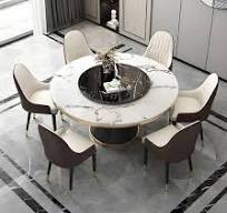 [Hot Item] ODM OEM Home Hotel Furniture Marble Table Set Round Rotating  Sintered Stone Restaurant Dining Table and Chair