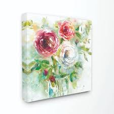 Easy to follow instructions will help you create your own beautiful painting on burlap canvas. The Stupell Home Decor Collection 17 In X 17 In Watercolor Flowers In A Mason Jar Red And Green By Penny Lane Publishing Canvas Wall Art Fap 105 Cn 17x17 The Home Depot