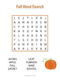 A cute summer word search for kids to keep their little minds working during vacation! Easy Fall Word Search