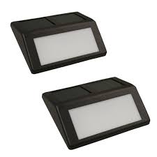 2 Pack Solar Powered Led Coffee Brown Wall Large Step Lights