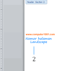 Cara Membuat Nomor Halaman Orientasi Portrait Di Halaman Landscape Microsoft Word Computer 1001
