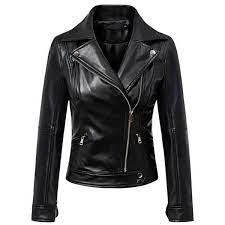 Chicnova Fashion Faux Leather Zipped Biker Jacket Womens Black Leather Jacket Vegan Leather Jacket Clothes