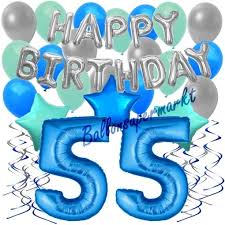 Ein schicksal, das jedem, der 1965 geboren wurde, zuteil wird oder wurde. 34 Teiliges Geburtstagsdeko Set Mit Luftballons Happy Birthday Blue Zum 55 Geburtstag