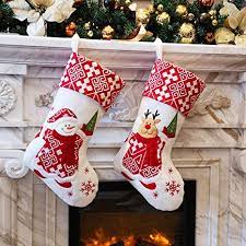 Check spelling or type a new query. Amazon Com Wewill Classic Christmas Stockings Set Of 2 Santa Snowman Xmas Character 17 Inch Style 4 Home Kitchen