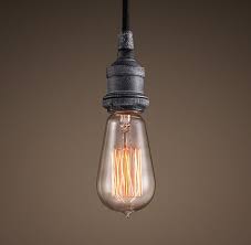 20th C Factory Filament Bare Bulb Single Pendant Luminaire Industriel Lampes Suspendues Industrielles Plafonnier