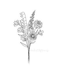 2 4 Birth Month Flower Bouquet Customizable Digital File In 2021 Birth Flower Tattoos Flower Bouquet Tattoo Month Flowers