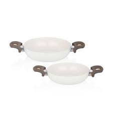 Bernardo Sahan Seti Shallow Frying Pan Set Bernardo Cooking Kitchen Mutfak White Beyaz Seramik Mutfak Tava