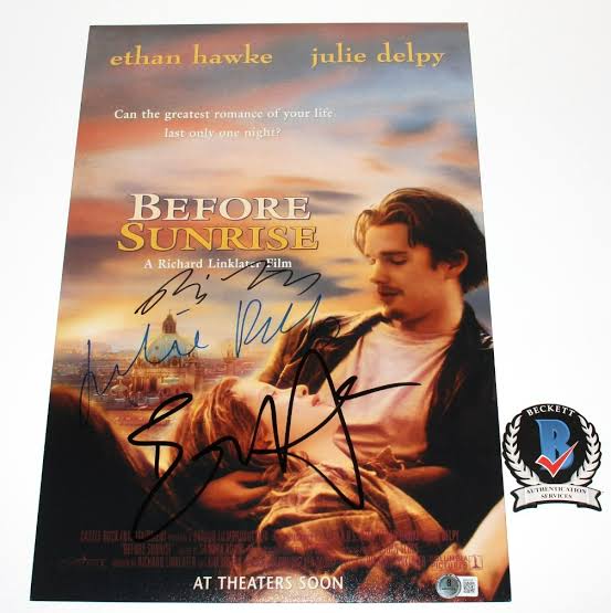 BEFORE SUNRISE SIGNED 12x18 MOVIE POSTER BECKETT COA HAWKE DELPY LINKLATER  X3 | eBay