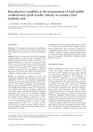 Pdf Inter Observer Variability In Assessment Of Fetal Mca