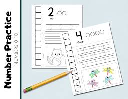 number practice 0 10 counting 0 10 number worksheets etsy ireland