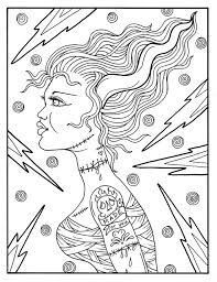 The designs are of various difficulty levels and the images are printed on the fronts of. Halloween Goulish Pin Up Girls To Color Adult Coloring Book Etsy