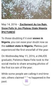 Check spelling or type a new query. ÔyemiÒ¡Ò»Ñ§Ê On Twitter Jos Experienced Hailstorms Occasionally Snow At Various Times It All Depends On Where Ure At That Time Cos It Doesn T Happen In All Of Plateau Same Time For