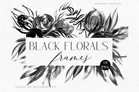 Download Black Roses Clipart Black Floral Frames Clipart For Digital Scrapbooking Cards Feminine Logo In Illustrations On Yellow Images Creative Store PSD Mockup Templates