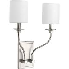 Get user reviews on all lighting products. Bonita Collection Brushed Nickel Two Light Wall Sconce P710019 009 Progress Lighting