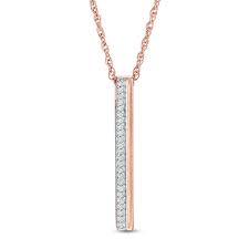 Diamond Accent Vertical Bar Pendant In 10k Rose Gold Bar Pendant Diamond Accent Pendant