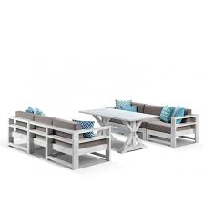 Durable Outdoor White Powder Coated Aluminum Dining Table Set View White Aluminum O Aluminium Outdoor Furniture Outdoor Bar Furniture Modern Outdoor Furniture