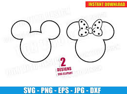 Download Mickey Minnie Mouse Outline Head Svg Dxf Png Disney Cut Files