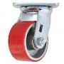 4 in. Red Polyurethane And Steel Swivel Plate Caster With Locking Brake And 250 Lbs. Load Rating from casterconnection.com