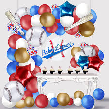 I also love the baseball baby letters. Buy Wecepar Baseball Balloon Garland Arch Kit 128pcs Metallic Gold Star Baseball Blue Red White Confetti Balloons Party Supplies Decorations For Birthday Baby Shower Baseball Theme Party Online In Turkey B094j8n1ky