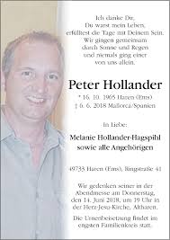 Traueranzeigen von Peter Hollander