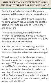 Man Tries To Change Wedding Vows But His Future Wife S Response Is Gold
