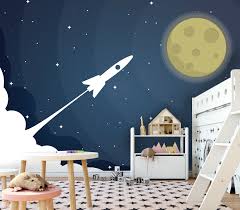 tapete fototapete kinderzimmer babyzimmer mond rakete etsy fototapete kinderzimmer tapete kinderzimmer junge kinderzimmer
