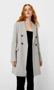 Caban femme à carreaux gris / blanc, coupe large. Stradivarius Manteau Style Caban A Double Boutonnage Femme Gris Melange L From Stradivarius On 21 Buttons