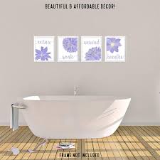Purple bathroom decor is an increasingly popular color choice. Relax Soak Unwind Breathe Bathroom Decor Sets Floral Artwork For Bath Purple Bathroom Wall Decor Set Of 4 Prints 8x10 Purple Flower Art Pictures Unframed Prints Handmade Products Snowrobin Jp