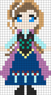 Frozen Cutie Anna Perler Bead Pattern Bead Sprite Perler Bead Disney Perler Bead Patterns Perler Bead Art