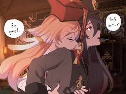 Hu Tao And Yanfei Genshin Impact Drawn By Cesar Zebrah Danboorusexiezpix  Web Porn