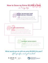 How to make $2000 in a week. How To Save An Extra 2000 A Year Carrie Colbert