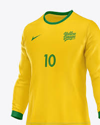 Download Football Kit With Long Sleeve Mockup Half Side View In Apparel Mockups On Yellow Images Object Mockups