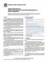 În vigoare de la 26 mai 2016. Astm E1965 98 2016 Standard Specification For Infrared Thermometers For Intermittent Determination Of Patient Temperature