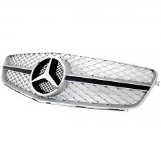 Calandre Mercedes Classe C W204 Noir Brillant Silver Look C63 Amg Sl Design Adtuning France