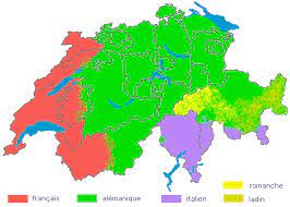 L'allemand est parlé par 63 % des habitants, le français par 23. Carte Des Langues De Suisse Lexilogos