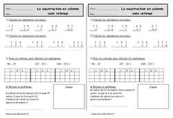 Côté présentation, vous pouvez définir si chaque opération est présentée dans un tableau en colonnes (quadrillage) ou pas. Exercice Soustraction Ce1 Cycle 2