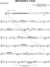 Panic At The Disco Impossible Year C Instrument Sheet Music Flute Violin Oboe Or Recorder In F Major Download Print Clarinet Music Sheet Music Trumpet Sheet Music