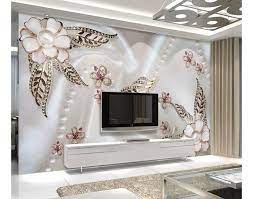 Pearl Flower Wallpaper Mural Living Room Wall Wallpaper Elegant Living Room Design Living Room Designs