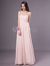 Blush Pink Peach Bridesmaid Dress Strapless Bow Sash Chiffon Maxi Prom Dress B Peach Bridesmaid Dresses Bridesmaid Dresses Strapless Maxi Dress Prom