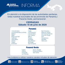 En la segunda jornada de aislamiento se sumaron 67 nuevos casos de coronavirus en la argentina. Banco Nacional De Panama En Atencion A Las Medidas De Cuarentena Total Durante El Fin De Semana Nuestras Sucursales Permaneceran Cerradas Todos Los Sabados En Las Provincias De Panama Y Panama